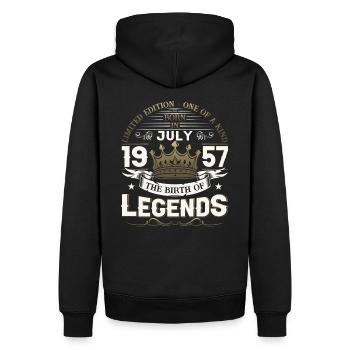66. Geburtstag Mann Juli Jahrgang 1957 Legendary - Männer Premium Bio Hoodie - Schwarz - Hinten - Nico (187cm)