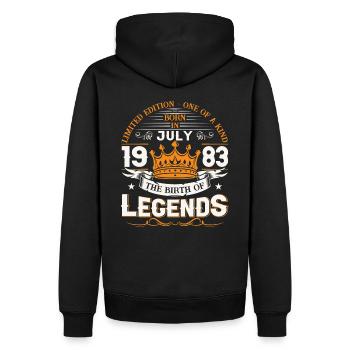 40th Birthday Man July Vintage 1983 Legendary - Men’s Premium Organic Hoodie - black - Back - Nico (187cm)