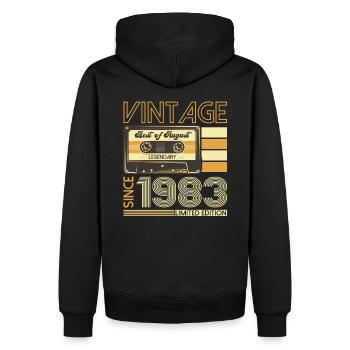 40th Birthday Man August Vintage 1983 Cassette - Men’s Premium Organic Hoodie - black - Back - Nico (187cm)