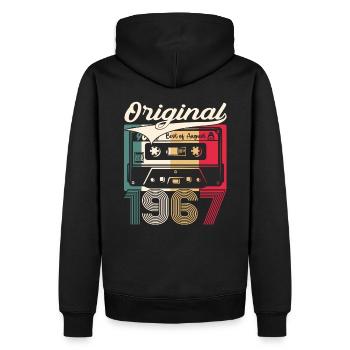 56th Birthday Man August Vintage 1967 Cassette - Men’s Premium Organic Hoodie - black - Back - Nico (187cm)