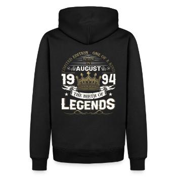 29. Geburtstag Mann August Jahrgang 1994 Legendary - Männer Premium Bio Hoodie - Schwarz - Hinten - Nico (187cm)