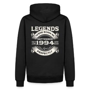 29ème Anniversaire Légende Septembre Millésime 1994 - Sweat à capuche Premium bio Homme - noir - Dos - Nico (187cm)