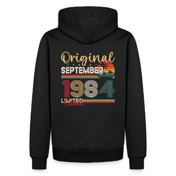 39ème Anniversaire Original Septembre Millésime 1984 - Sweat à capuche Premium bio Homme - noir - Dos - Nico (187cm)