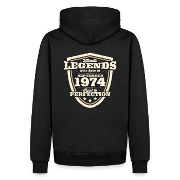 49ème Anniversaire Millésime Septembre Millésime 1974 - Sweat à capuche Premium bio Homme - noir - Dos - Nico (187cm)