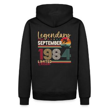 39ème anniversaire Septembre Millésime 1984 Millésime - Sweat à capuche Premium bio Homme - noir - Dos - Nico (187cm)