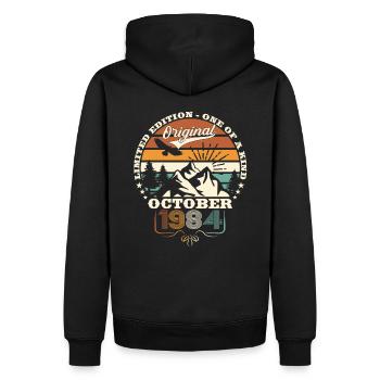 39ème Anniversaire Original Octobre Millésime 1984 - Sweat à capuche Premium bio Homme - noir - Dos - Nico (187cm)