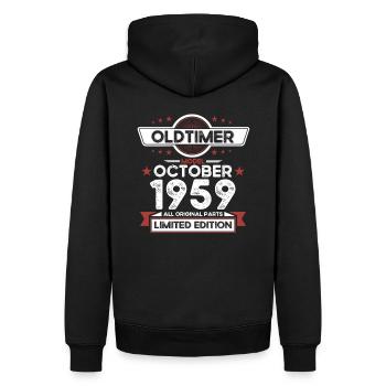 64. Geburtstag Oldtimer Oktober Jahrgang 1959 - Männer Premium Bio Hoodie - Schwarz - Hinten - Nico (187cm)