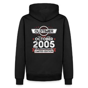 18. Geburtstag Oldtimer Oktober Jahrgang 2005 - Männer Premium Bio Hoodie - Schwarz - Hinten - Nico (187cm)
