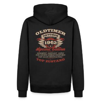 61. Geburtstag Oldtimer Oktober Jahrgang 1962 - Männer Premium Bio Hoodie - Schwarz - Hinten - Nico (187cm)