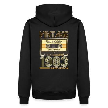 40. Geburtstag Kassette Oktober Jahrgang 1983 Tape - Männer Premium Bio Hoodie - Schwarz - Hinten - Nico (187cm)