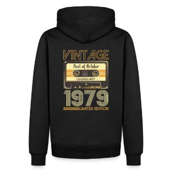 44. Geburtstag Kassette Oktober Jahrgang 1979 Tape - Männer Premium Bio Hoodie - Schwarz - Hinten - Nico (187cm)