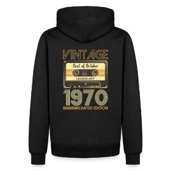 53. Geburtstag Kassette Oktober Jahrgang 1970 Tape - Männer Premium Bio Hoodie - Schwarz - Hinten - Nico (187cm)