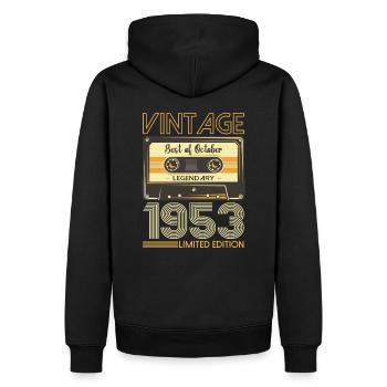 70. Geburtstag Kassette Oktober Jahrgang 1953 Tape - Männer Premium Bio Hoodie - Schwarz - Hinten - Nico (187cm)