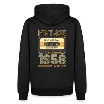 65. Geburtstag Kassette Oktober Jahrgang 1958 Tape - Männer Premium Bio Hoodie - Schwarz - Hinten - Nico (187cm)