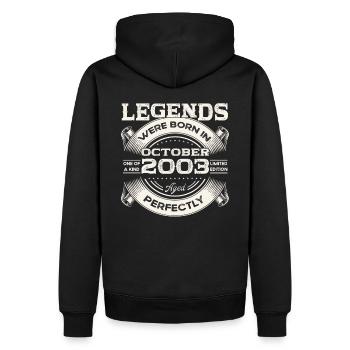 October Vintage 2003 20th Birthday Gift - Men’s Premium Organic Hoodie - black - Back - Nico (187cm)