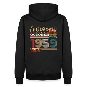 64th Birthday Gift Husband October Vintage 1959 - Men’s Premium Organic Hoodie - black - Back - Nico (187cm)