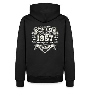 66th Birthday Gift Husband October Vintage 1957 - Men’s Premium Organic Hoodie - black - Back - Nico (187cm)
