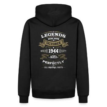 80e anniversaire homme légendaire octobre Vintage 1944 - Sweat à capuche Premium bio Homme - noir - Dos - Nico (187cm)