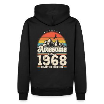 55e anniversaire mari Vintage 1968 Vintage rétro - Sweat à capuche Premium bio Homme - noir - Dos - Nico (187cm)