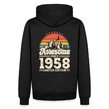 65e anniversaire mari Vintage 1958 Vintage rétro - Sweat à capuche Premium bio Homme - noir - Dos - Nico (187cm)