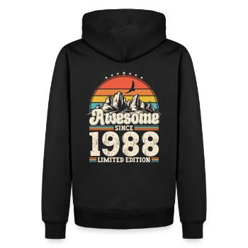 35e anniversaire mari Vintage 1988 Vintage rétro - Sweat à capuche Premium bio Homme - noir - Dos - Nico (187cm)