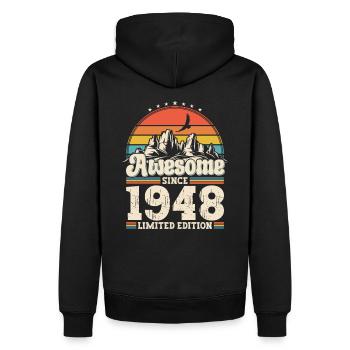 75e anniversaire mari Vintage 1948 Vintage rétro - Sweat à capuche Premium bio Homme - noir - Dos - Nico (187cm)