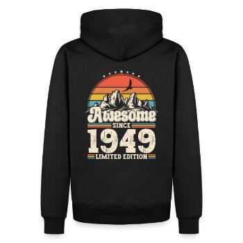 75e anniversaire mari Vintage 1949 Vintage rétro - Sweat à capuche Premium bio Homme - noir - Dos - Nico (187cm)