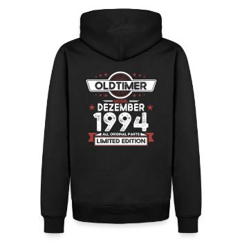 29. Geburtstag Oldtimer Dezember Jahrgang 1994 - Männer Premium Bio Hoodie - Schwarz - Hinten - Nico (187cm)