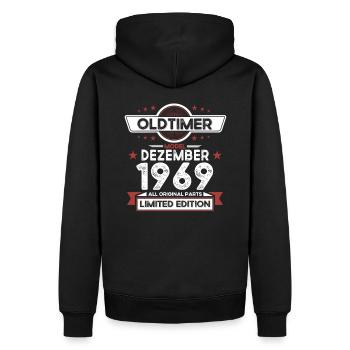 54. Geburtstag Oldtimer Dezember Jahrgang 1969 - Männer Premium Bio Hoodie - Schwarz - Hinten - Nico (187cm)