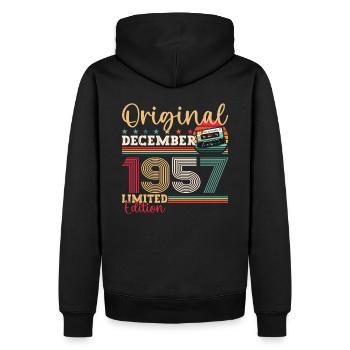66. Geburtstag Dezember Jahrgang 1957 Kassette - Männer Premium Bio Hoodie - Schwarz - Hinten - Nico (187cm)