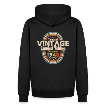75ème Anniversaire Millésime Décembre Millésime 1948 - Sweat à capuche Premium bio Homme - noir - Dos - Nico (187cm)