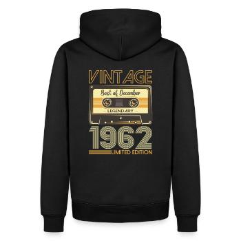 61. Geburtstag Dezember Jahrgang 1962 Kassette - Männer Premium Bio Hoodie - Schwarz - Hinten - Nico (187cm)
