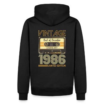 37e anniversaire Cassette décembre Vintage 1986 - Sweat à capuche Premium bio Homme - noir - Dos - Nico (187cm)