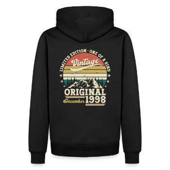 25. Geburtstag Original Dezember Jahrgang 1998 - Männer Premium Bio Hoodie - Schwarz - Hinten - Nico (187cm)