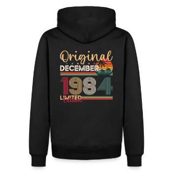 39ème Anniversaire Original Décembre Millésime 1984 - Sweat à capuche Premium bio Homme - noir - Dos - Nico (187cm)