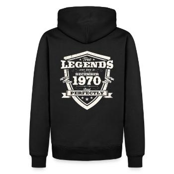 Décembre Vintage 1970 53ème Anniversaire Vintage - Sweat à capuche Premium bio Homme - noir - Dos - Nico (187cm)