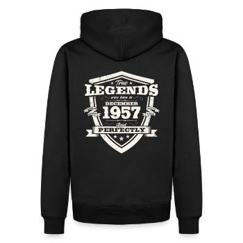 66e anniversaire décembre Né en 1957 - Sweat à capuche Premium bio Homme - noir - Dos - Nico (187cm)