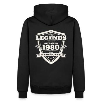Décembre Millésime 1980 43ème Anniversaire Légende - Sweat à capuche Premium bio Homme - noir - Dos - Nico (187cm)