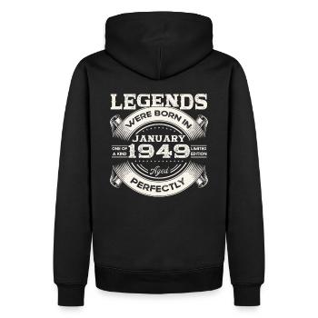 75th birthday Legendary since January Born in 1949 - Men’s Premium Organic Hoodie - black - Back - Nico (187cm)