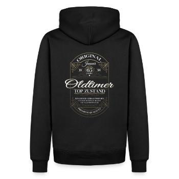 65. Geburtstag Oldtimer Januar Jahrgang 1959 - Männer Premium Bio Hoodie - Schwarz - Hinten - Nico (187cm)