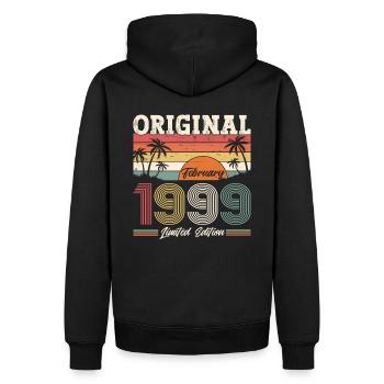 25e anniversaire Original Février Année 1999 - Sweat à capuche Premium bio Homme - noir - Dos - Nico (187cm)