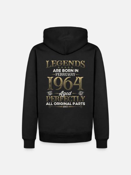 60-årsdag februari Vintage legendarisk sedan 1964 - Ekologisk premiumluvtröja herr - svart