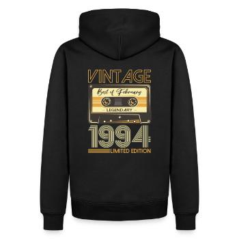 30e anniversaire Cassette février Vintage 1994 - Sweat à capuche Premium bio Homme - noir - Dos - Nico (187cm)