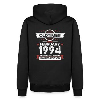 30. Geburtstag Oldtimer Februar Jahrgang 1994 - Männer Premium Bio Hoodie - Schwarz - Hinten - Nico (187cm)