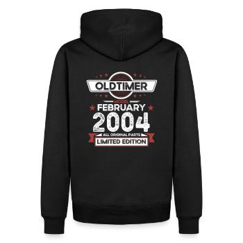 20. Geburtstag Oldtimer Februar Jahrgang 2004 - Männer Premium Bio Hoodie - Schwarz - Hinten - Nico (187cm)