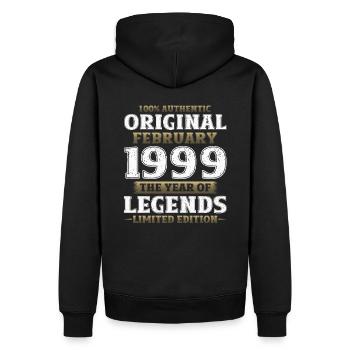 25e anniversaire Original Février Année 1999 - Sweat à capuche Premium bio Homme - noir - Dos - Nico (187cm)