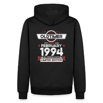 30. Geburtstag Oldtimer Februar Jahrgang 1994 - Männer Premium Bio Hoodie - Schwarz - Hinten - Nico (187cm)