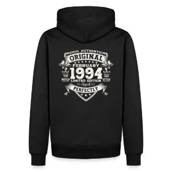 30. Geburtstag Original Februar Jahrgang 1994 - Männer Premium Bio Hoodie - Schwarz - Hinten - Nico (187cm)