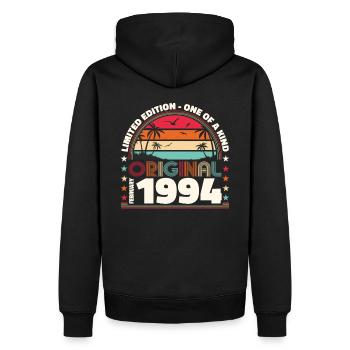 30. Geburtstag Original Februar Jahrgang 1994 - Männer Premium Bio Hoodie - Schwarz - Hinten - Nico (187cm)