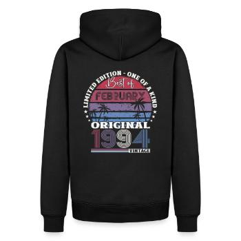 30e anniversaire mari février Vintage 1994 Original - Sweat à capuche Premium bio Homme - noir - Dos - Nico (187cm)